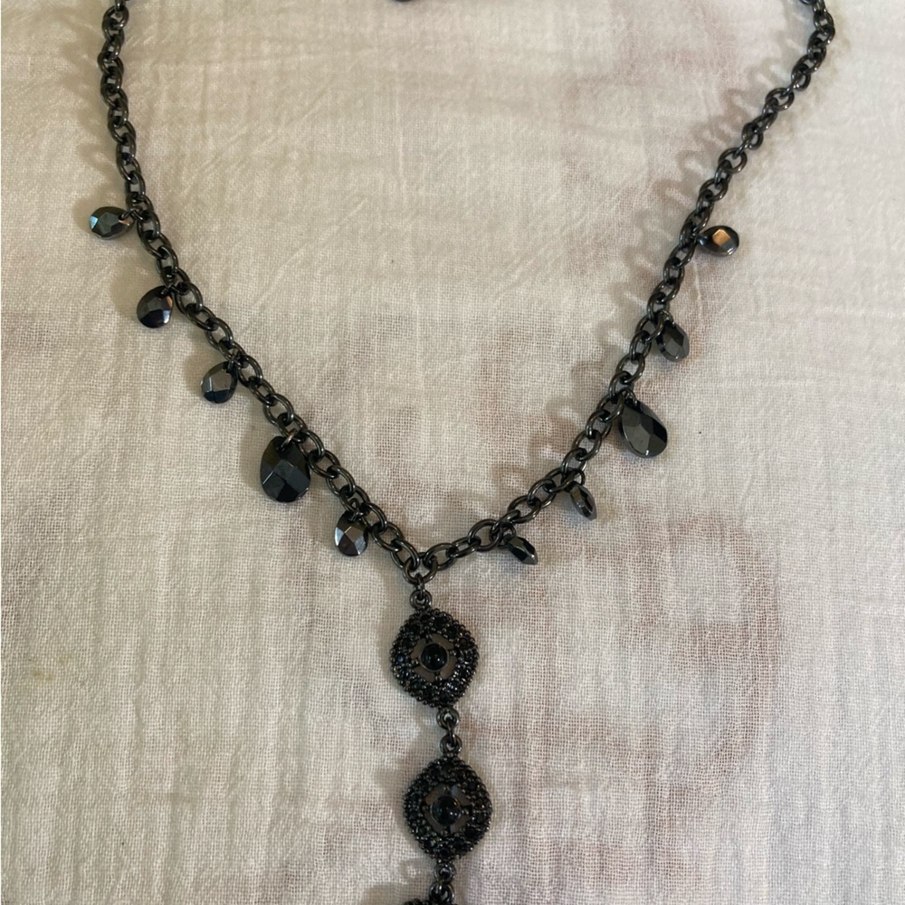 White House Black Market Black Victorian Designed Bib‎ Necklace - Picture 2 of 10